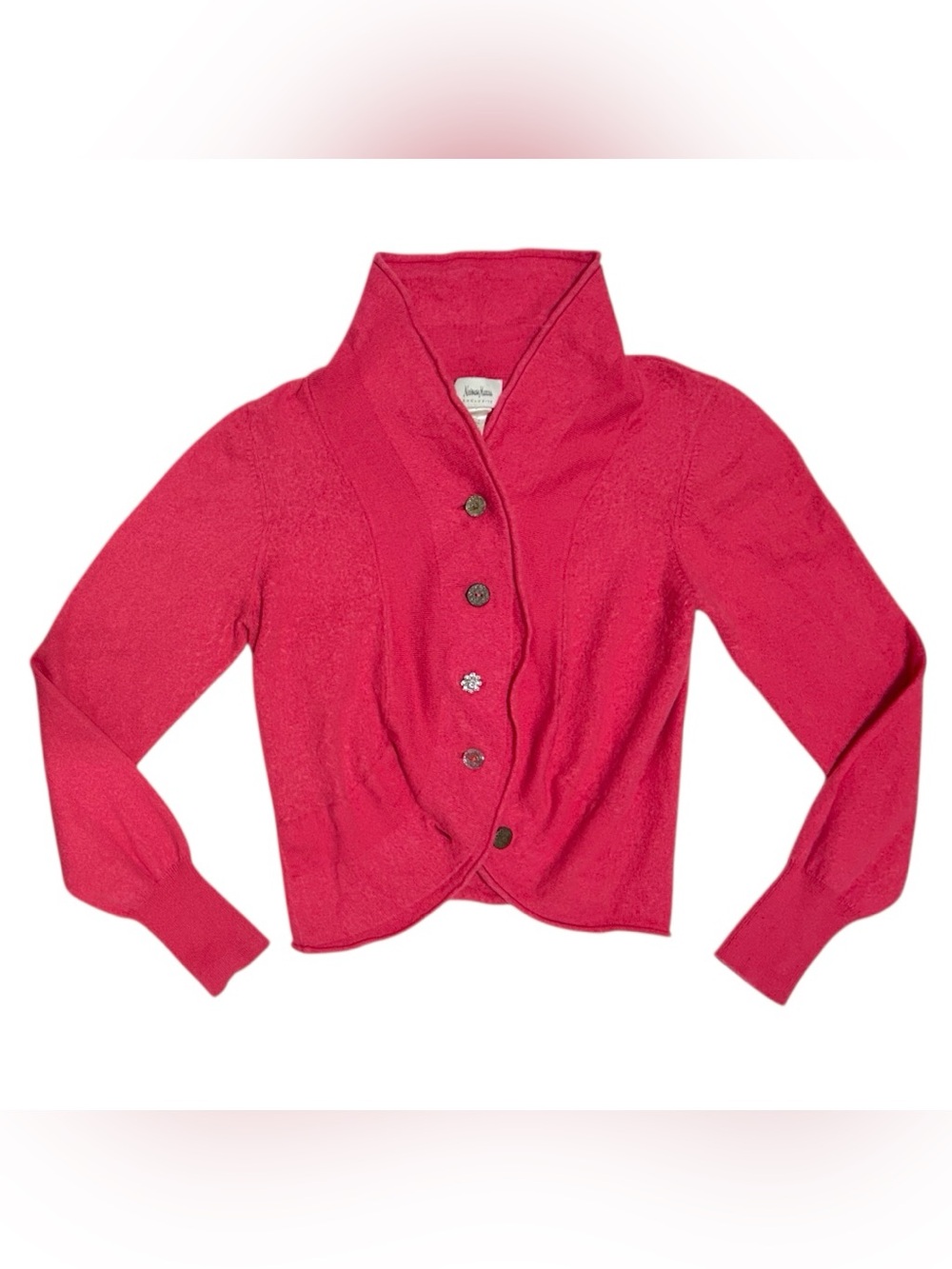 Vintage Y2K Neiman Marcus Pink Angora Cotton Blend Button Up Cardigan Sweater XL